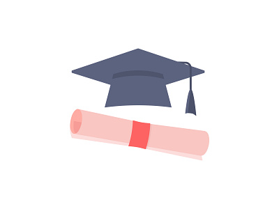 Graduation cap rolled diploma 👇🏼 illustration