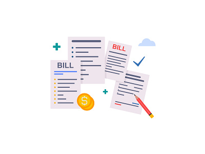 Signature bills, Payment of utility, bank, restaurant and other. illustration