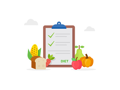 Healthy food and diet planning with dish and cutlery 👇🏼 checklist