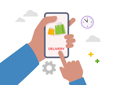 Online grocery shopping delivery service e-commerce 👇🏼 illustration