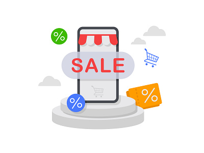 Online mobile shopping concept. Discount banner design 👇🏼 design