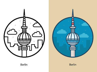 Berlin antenna berlin building capital clouds communication downtown famous famous building fernsehturm germany illustration landmark landscape night television tourism tower tv tower