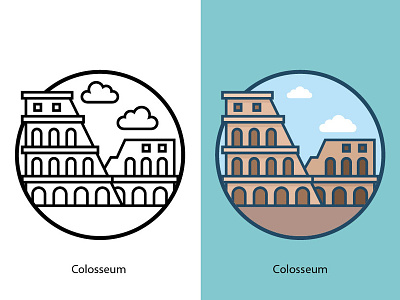 Colosseum arena building circus city clouds coliseum colosseum design europe famous famous building illustration italy landforms landmark landscape monument roman rome tourism