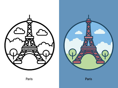 Eiffel tower - Paris building capital clouds design eiffel tower europe famous building famouse france french graphic illustration landmark landscape monument nature pasir romantic tower trees