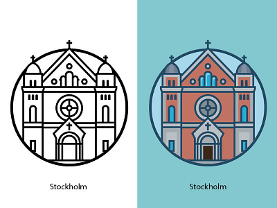 Stockholm building church cityscape design europe famous famous building illustration landmark landscape monument religious stockholm tourism