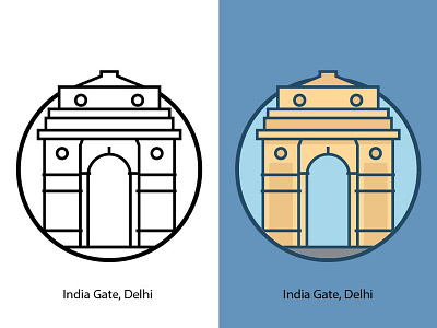 Delhi Gate, India asian building capital city dehli dehli gate design destination famous famous building gate gatway historical illustration india indian landmark landscape monument tourism