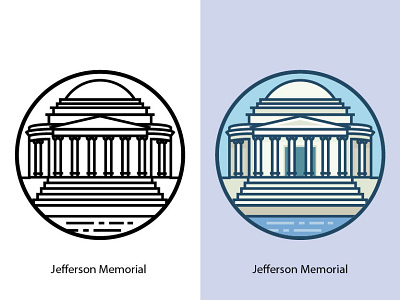 Jefferson Memorial abstract america american art capital city dc design famous building illustration landmark landscape monument mountains political president thomas tourism vector