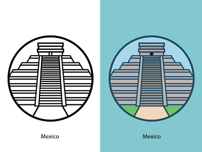 Mexico america ancient archaeology building civilization design famous building historical illustration itza landmark landscape mayan monument render temple tourism vector