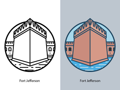 Fort Jefferson art building design famouse florida forts graphic historical illustration landmarks landscape masonry monument ocean old outline vector west