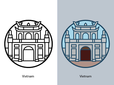 Vietnam architecture asian building capital cathedral culture famous graphic hanoi historic illustration landmark landscape minh monument saigon tourism vietnam west