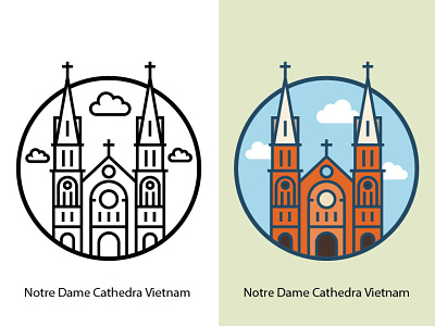 Notre Dame Cathedral Vietnam architecture building cathedral catholicism church clouds colonial europe famous illustration landmark landscape monument notre notredame religious saigon tourism vietnam vietnamese