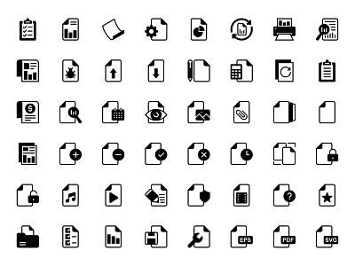 Files blank chart checklist clipboard document edit favorite file folder formate graph list media player page paper pencil printer security sheet shield