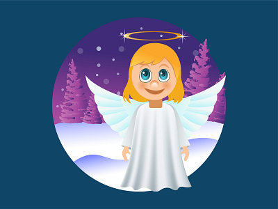 Angel angel angelic angels wings biblical blessed christmas dead death design faith god gradient colors icon illustration pine trees religious winter