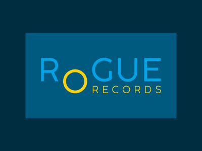 Rogue Records Logo blue branding identity logo wordmark yellow