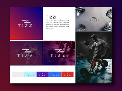 Tizzi Gym bold branding clean design gradients icon identity logo poster red type typography ui ux vector