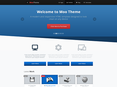 Moo Theme Index Page Preview html template minimal modern responsive template web 2.0 web design