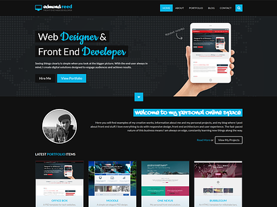 Homepage v3 blue dark flat portfolio responsive web design website