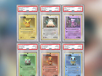 Re-designed vintage PSA graded Pokémon cards bulbasaur charmander collectables minimalistic modern pikachu pokemon redesign squirtle trading cards vintage