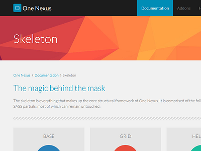 One Nexus documentation css flat grid modern polygon responsive web design website