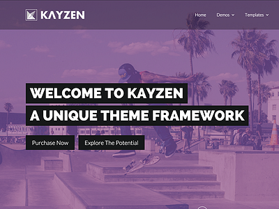 Kayzen alternate homepage preview flat modern purple theme web design website