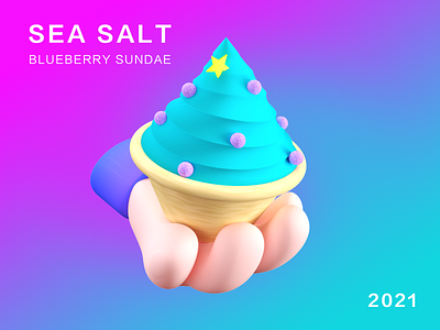 Sea salt blueberry sundae 3d icon