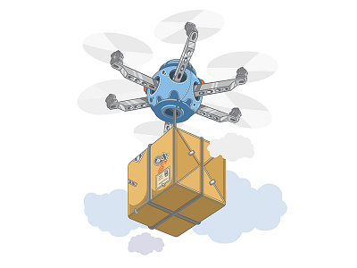 Drone illustration city delivery digital drone future illustration
