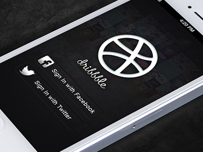 Dribbble App: Start screen app design dribbble likes mobile pictures scroll ui ux wheel