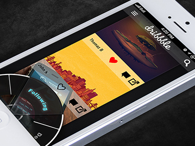 Dribbble App: Explore app design dribbble likes mobile pictures scroll ui ux wheel