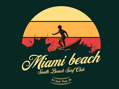 Miami beach surf club background design dribbble illustration illustration art miami poster surf