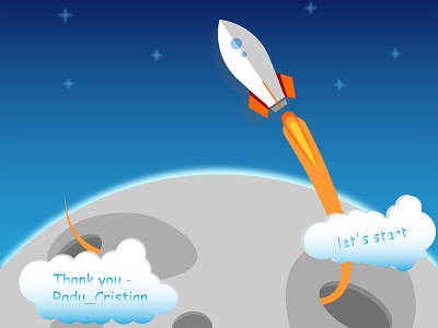 let's go! background dribbble flat illustration rocket skylark space vector welcome shot