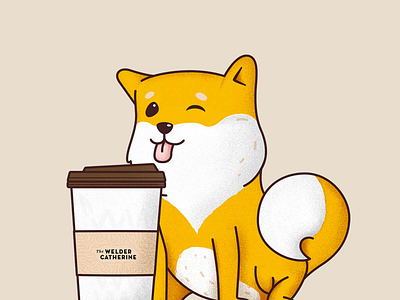 Dog Illustration coffee coffee cup coffeeshop dog doggy