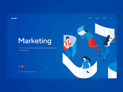 Main page agency blue creative illustration ui ux web website white