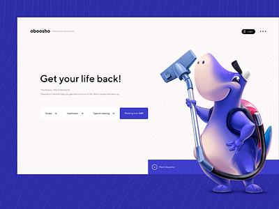 Oboosho Cleaning blue cleaning design illustration services ui ux web whitem pure