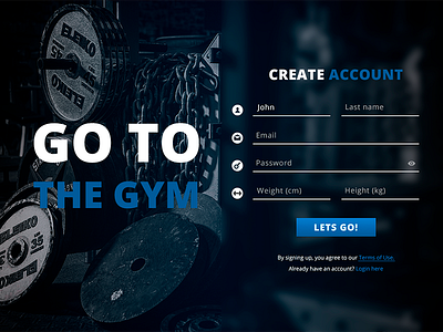 #daily UI #001 "Sign Up" 001 dailyui design gym signup uiux web webdesign