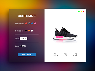 daily UI 033 "Customize Product" 033 adidas adobe awesome beautiful cool customize daily ui design follow follow me great likeforlike menu nice photoshop sneaker ui ux web design wonderful