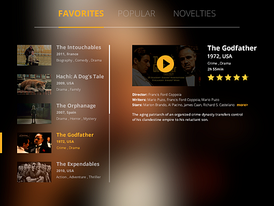 daily UI 044 "Favorites" 044 amazing awesome beautiful daily daily ui dailyui design favorites film good great menu nice tv design ui uiux web webdesign wonderful