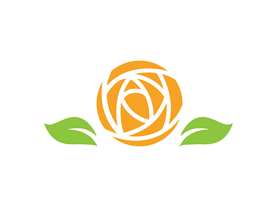 Rose Art Logo art branding flat green hand made leaves logo orange rose yarn
