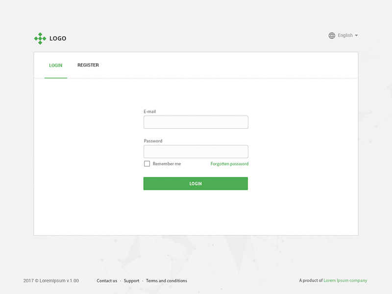 Login and Register Web App Page
