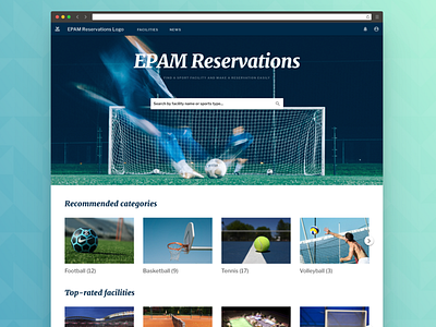 Sport Reservations Website - Homepage