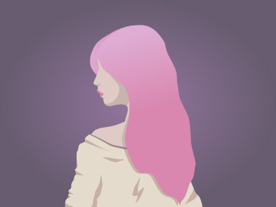 Bubble Gum Girl bubble gum cute girl gradient hair illustration pastel pink soft violet
