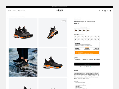 ARKK COPENHAGEN copenhagen design ecommerce interface pdp product product page shoe shopify sneak sneakers ui user ux