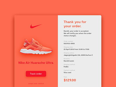 Daily UI #017 - Email receipt email mail nike order receipt shoe