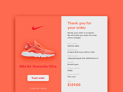 Rebound of Daily UI #017 - Email receipt email mail nike order receipt shoe