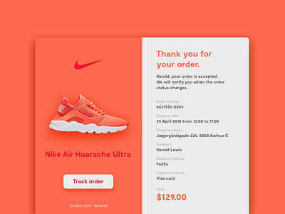 Rebound of Daily UI #017 - Email receipt email mail nike order receipt shoe