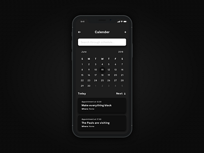 Calendar - Daily UI 038 app black calendar interface simpel ui user