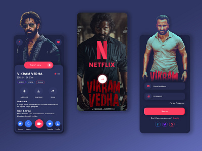 Online Streaming App app design mobile app design movie app design online platform online streaming app ott app ui design video mobile app