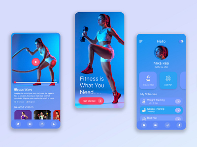Fitness App UI Design app design cardio fitness fitness app design girls fitness gym mobile app ui design