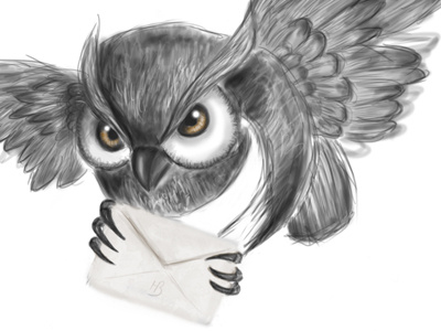 Owl Post digital illustration owl