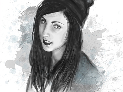 Selfie bw digital illustration portrait