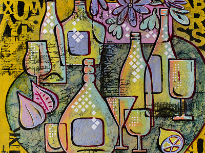 Nice Day2, still life alcohol art bottles cafe drink food home kitchen painting paintings restaurant still life texture